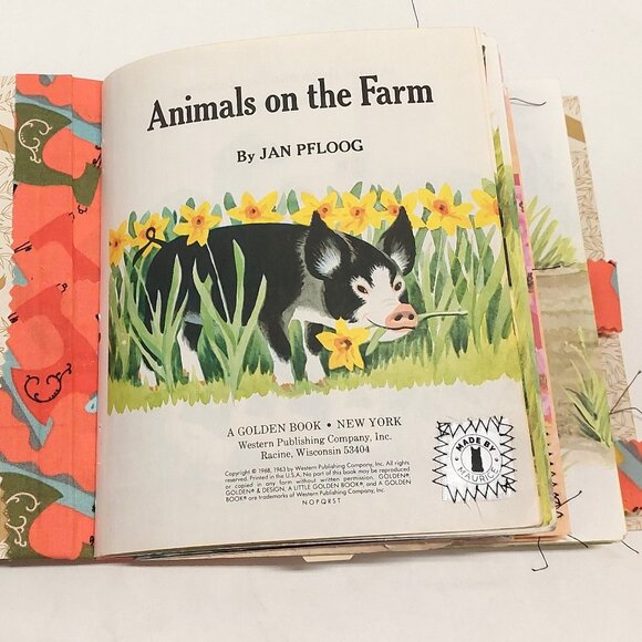 Animals on the Farm Little Golden Book Handmade Blank Junk Journal - Picture 3 of 9